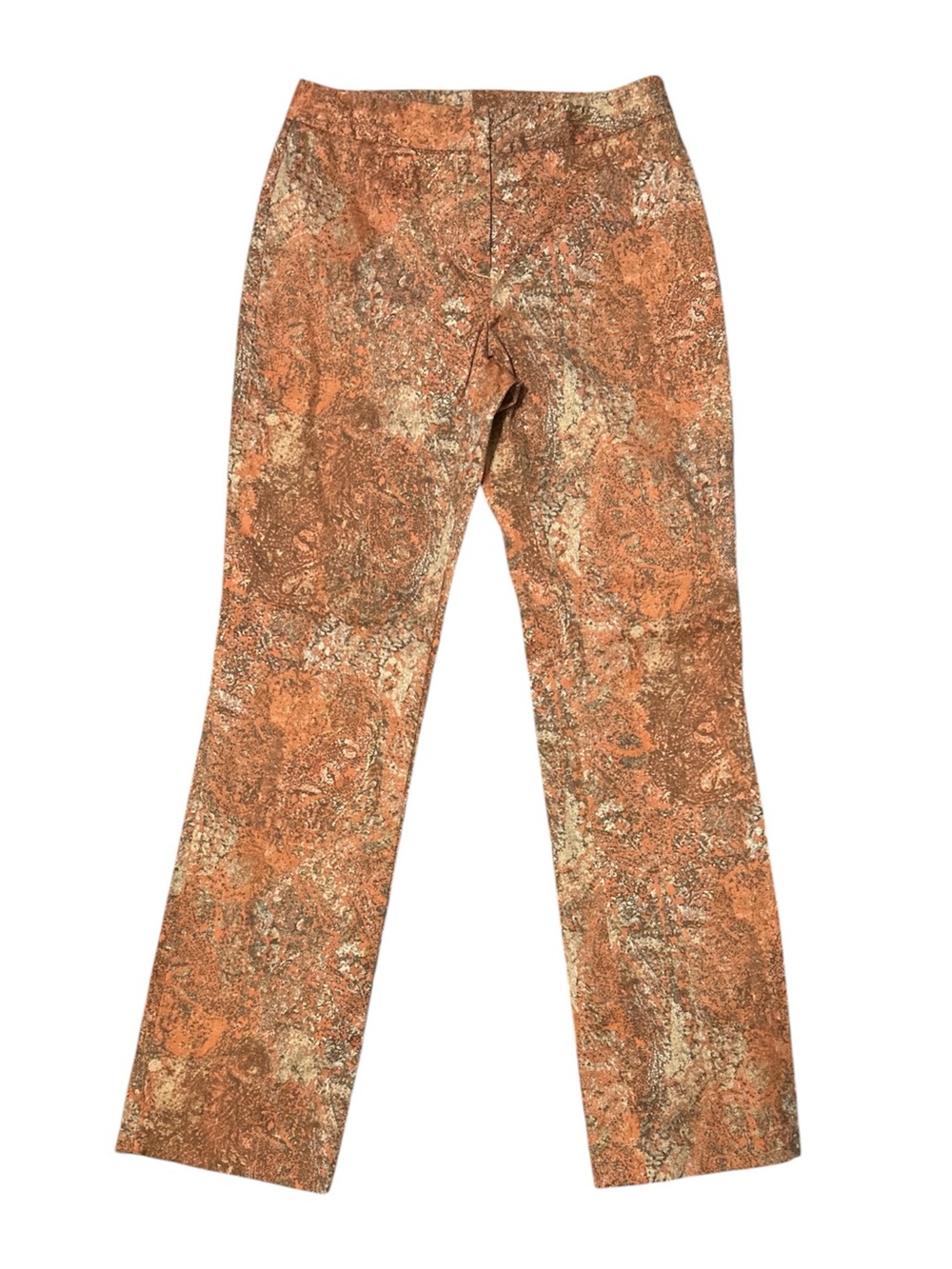 Women’s Sigrid Olsen Orange and Brown Abstract Dress Pants Sz 4